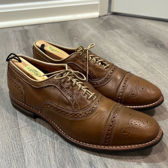 Allen Edmonds 11.5 Rush Street Antique Brown Brogue Wingtip Vibram Sole Oxford - Picture 5 of 13
